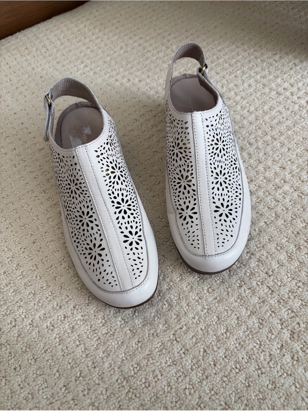 Easy Spirit White Perforated Slingback Mules